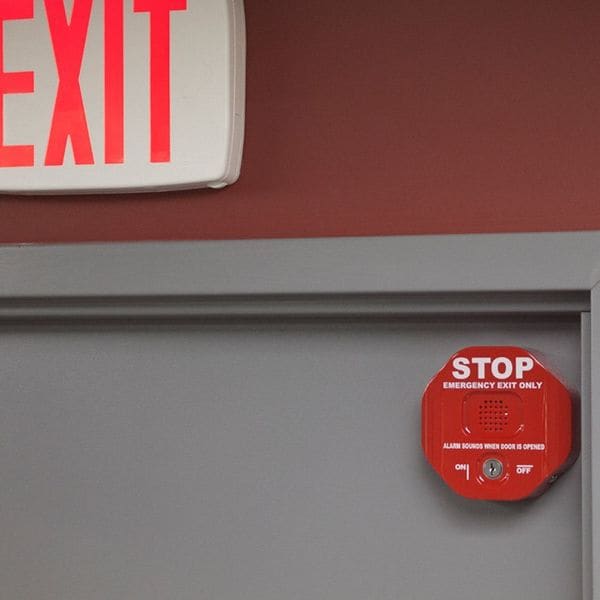 Safety Technology International Exit Door Alarm, Key Lock, Audible/Annunciation, Three Minute Piercing Horn, Polycarbonate Material - STI-6400