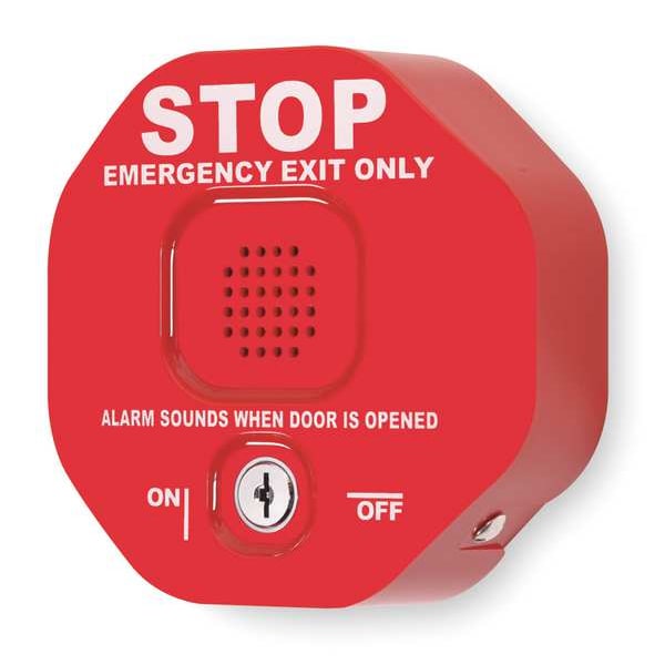 Safety Technology International Exit Door Alarm, Key Lock, Audible/Annunciation, Three Minute Piercing Horn, Polycarbonate Material - STI-6400
