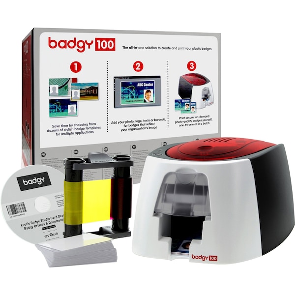 Badgy ID Card Printer, 30 mil, 5-25/32 in. H - B12U0000RS