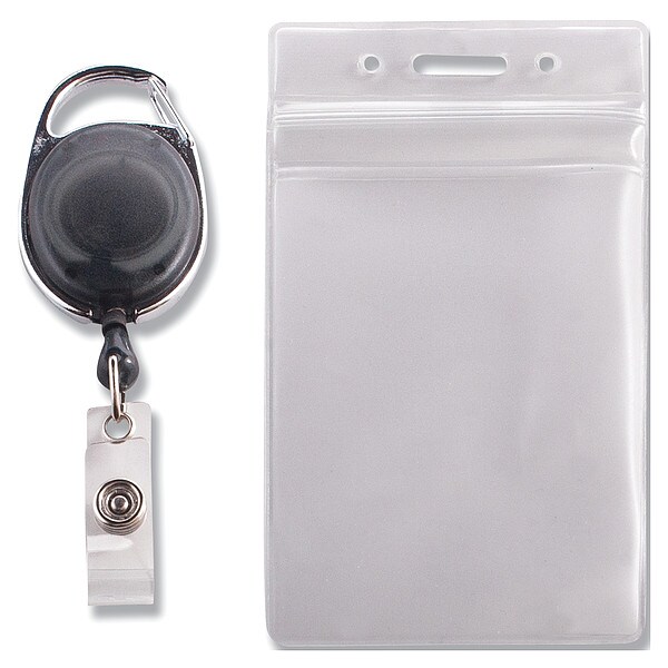Advantus Badge Holder Combo Pack, 30" Cord, Vertical, Frost 2.68" x 5" Holder, 2.38" x 3.75" Insert, PK10 - AVT-91129