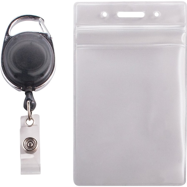 Advantus Badge Holder Combo Pack, 30" Cord, Vertical, Frost 2.68" x 5" Holder, 2.38" x 3.75" Insert, PK10 - AVT-91129