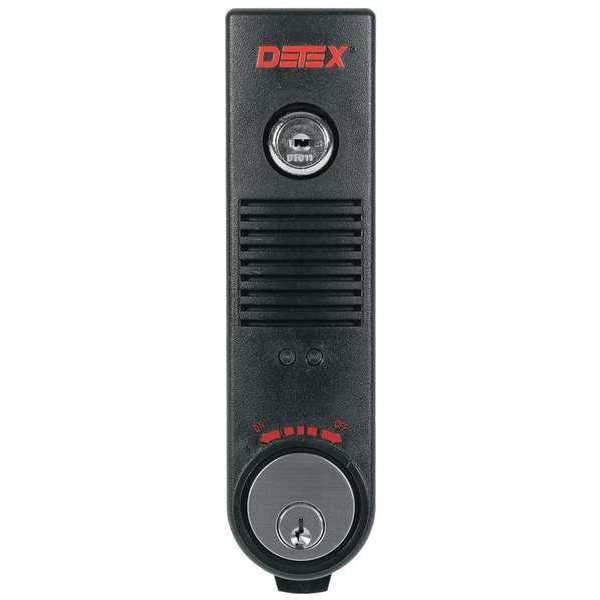 Detex Exit Door Alarm, 9V Battery, Mortise, Horn - EAX-500 BLACK W-CYL