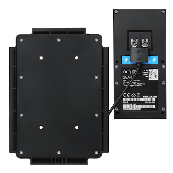Wasserstein Solar Charger Mount, for Ring Video Doorbell 3, 3 Plus and 4, 5V, 0.6W, Black - RINGDB3SOLARCHARBLKUS