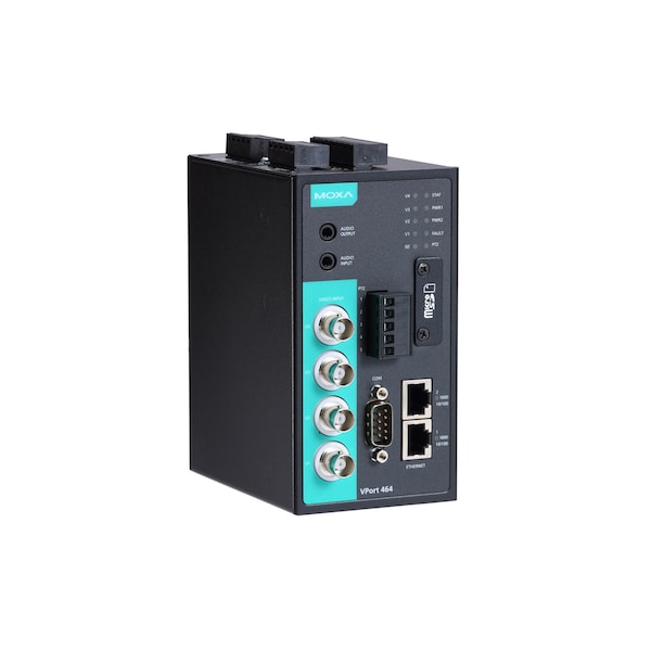 Moxa 4-Channel H.264/Mjpeg Indst VideoEncoder, 2 10/100/1000Baset, VPrt 464-T - VPORT 464-T