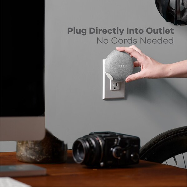 360 Electrical PowerClip Outlet Mount for Google Nest Mini Charcoal - 360722-CH-6EFS-C1