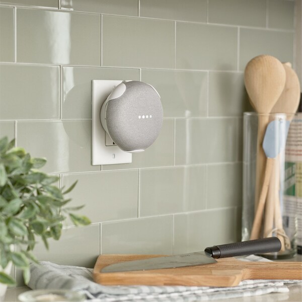 360 Electrical PowerClip Outlet Mount for Google Nest Mini Charcoal - 360722-CH-6EFS-C1
