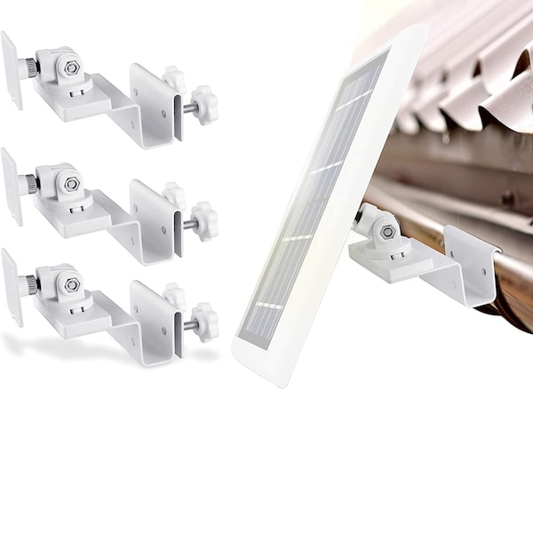 Wasserstein Gutter Mount, for Ring, Arlo, Blink, Reolink Cams, Compatible Solar Panels, White, 3PK - GUTTERSOLAR3WHTUSA