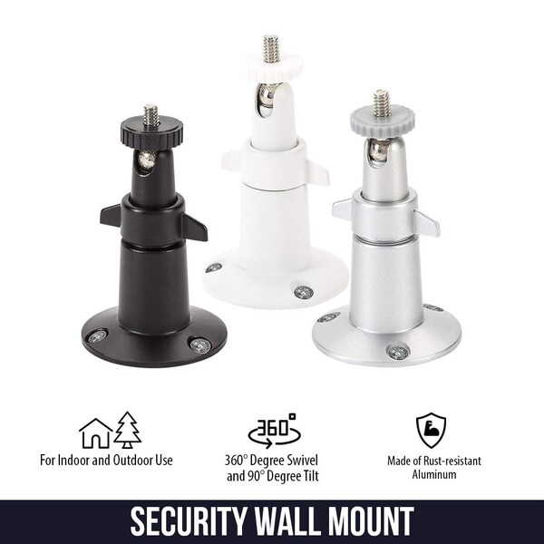 Wasserstein Camera Metal Wall Mount, Adjustable, Indoor/Outdoor, White, 2PK - METALMOUNTWHITE2USA