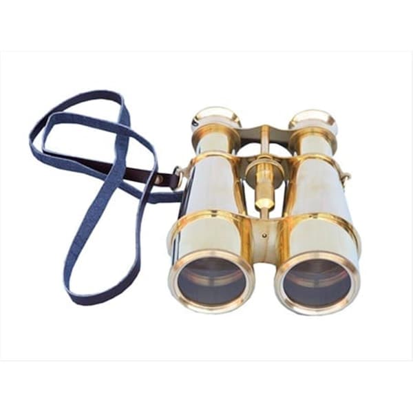 Handcrafted Model Ships Captains Solid Brass Binoculars With Leather Case 6 in. Telescopes Decorative Accent - BI-0315