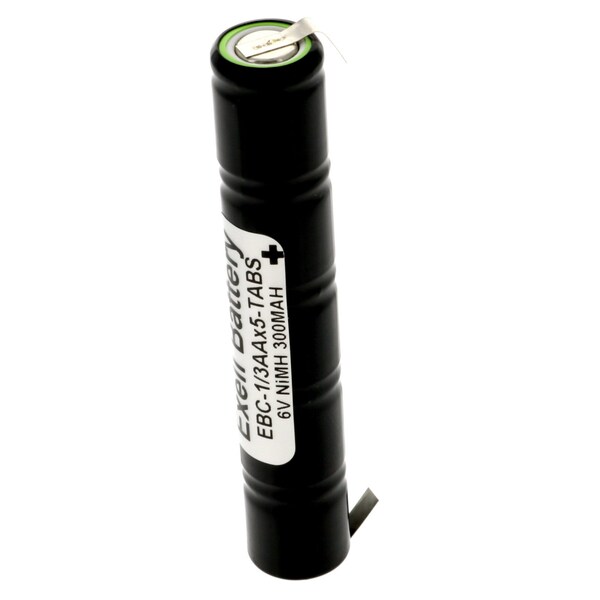 Exell Battery 6V 300mAh Custom NiMH Battery Pack w/Tabs FRS GMRS Radios Walkie Talkies - EBC-1/3AAX5-TABS