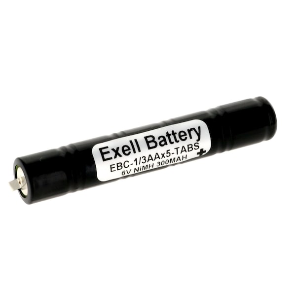 Exell Battery 6V 300mAh Custom NiMH Battery Pack w/Tabs FRS GMRS Radios Walkie Talkies - EBC-1/3AAX5-TABS
