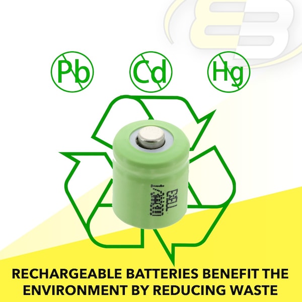 Exell Battery 1/3AA Rechargeable Battery 300mAh 1.2V Button Top  for Shavers, Custom, Radios - EBC-504