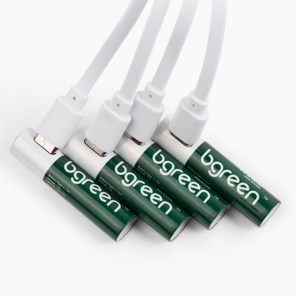 Bgreen USB-C Rechargeable AAA Batteries, 900 mAh, High Output, Fast Charge, Charging cable included, 4PK - UBG-4PAAA