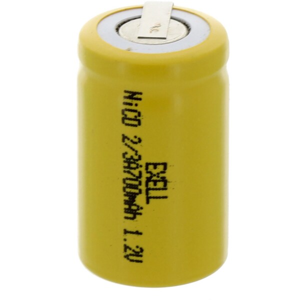 Exell Battery 2/3A Size 1.2V 700mAh NiCD Rechargeable Battery with Tabs - EBC-302-1