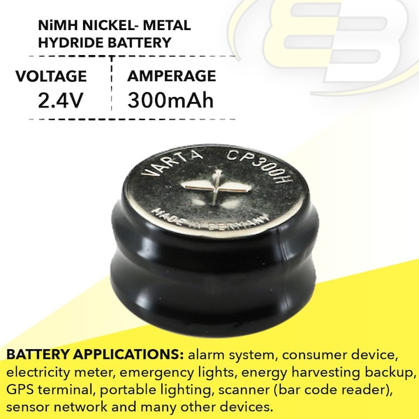 Exell Battery 2.4V 300mAh NiMH Battery for MBU, GPS-Tracker, Meters, Server Battery - 2/CP300H