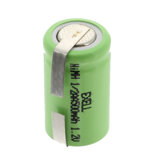 Exell Battery 1/2AA 1.2V  Rechargeable Battery  w/ Tabs for LED Lights, Tools, Meters - EBC-505-1