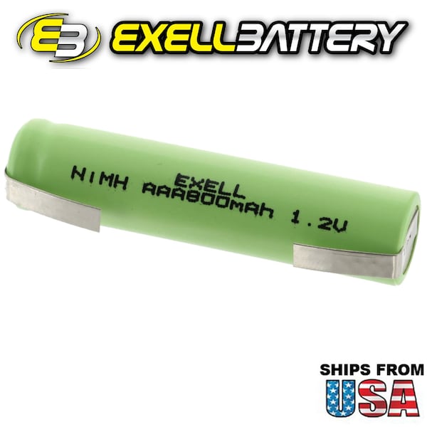 Exell Battery 1.2V AAA 800mAh Rechargeable Battery w/ Tabs for Shavers, Toys, Radios, Cameras - EBC-522-1