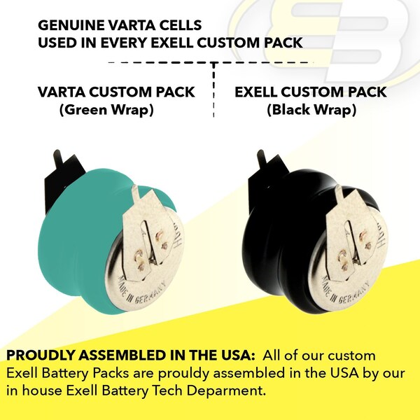 Exell Battery 2.4V 80mAh Battery 2 Pin 55608302060 for alarm system, consumer device - 2/V80H-2P