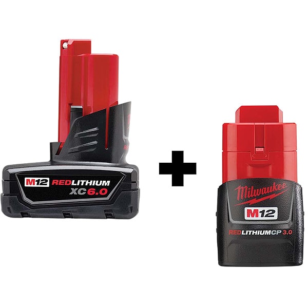 Milwaukee Tool Battery, 2 Batteries, 12V DC - 48-11-2460, 48-11-2430