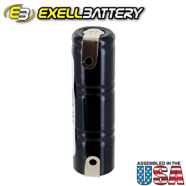 Exell Battery Custom NiMH 3.6V 300mAh 1/3AA, 3E/E Stick Battery w/ Tabs - EBC-1/3AA-3T-NIMH
