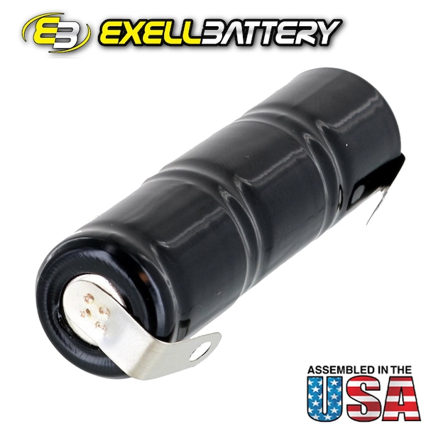 Exell Battery Custom NiMH 3.6V 300mAh 1/3AA, 3E/E Stick Battery w/ Tabs - EBC-1/3AA-3T-NIMH