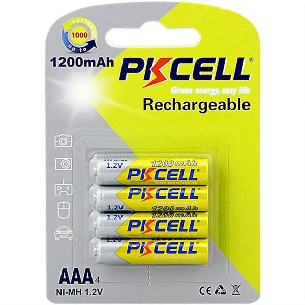 Pkcell PK Cell NIMHAAA1200-4B 1.2V Rechargeable AAA Battery with 1200 mAh; Pack of 4 - NIMHAAA1200-4B