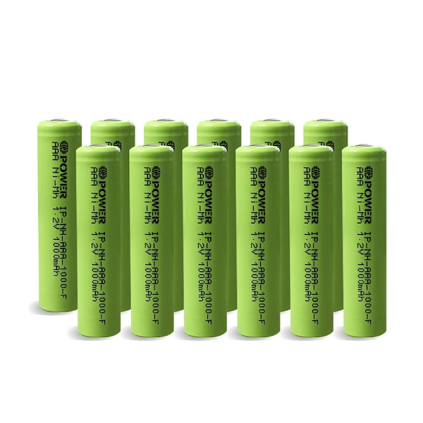 Ip Power Ni-Mh AAA 1000mAh Rechargeable Flat Top - 12PK - IP-NH-AAA-1000-FT-12
