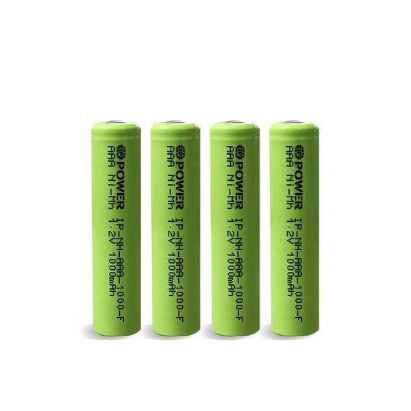 Ip Power Ni-Mh AAA 1000mAh Rechargeable Flat Top - 4PK - IP-NH-AAA-1000-FT-4