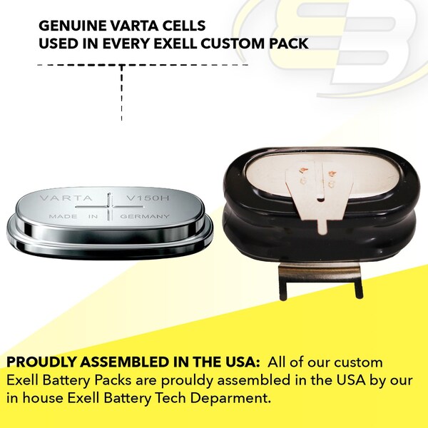 Exell Battery 2.4V 150mAh NiMH Battery Pack with Genuine Varta Cells 55615302059 - 2/V150H-3P