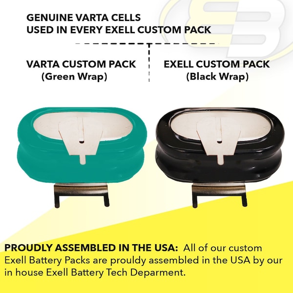 Exell Battery 2.4V 150mAh NiMH Battery Pack with Genuine Varta Cells 55615302059 - 2/V150H-3P