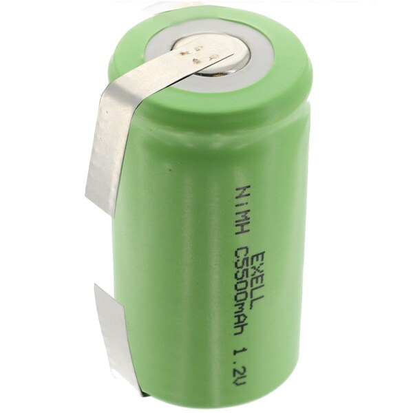 Exell Battery 1.2V 5000mAh NiMH C Size Rechargeable Battery w/ Tabs - EBC-542-1