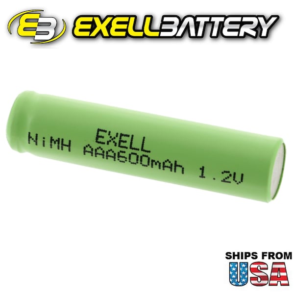Exell Battery 1.2V 600mAh NiMH AAA Size Rechargeable Flat Top Battery - EBC-521-0