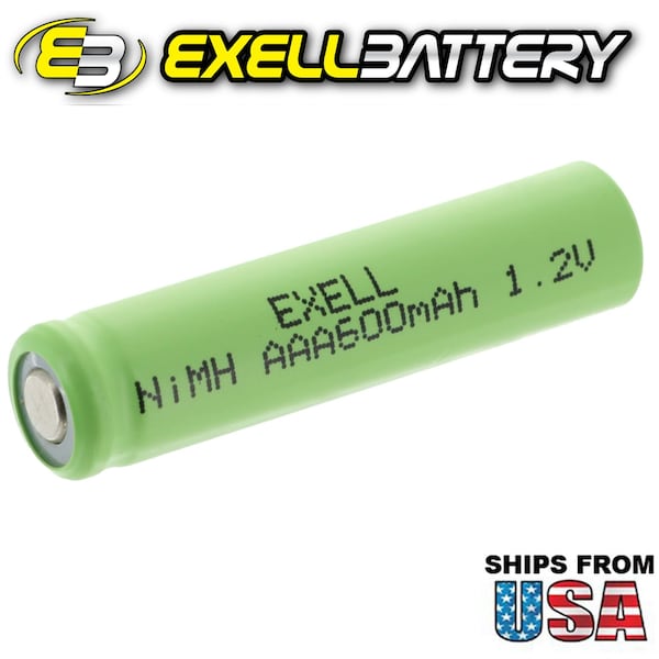 Exell Battery 1.2V 600mAh NiMH AAA Size Rechargeable Flat Top Battery - EBC-521-0