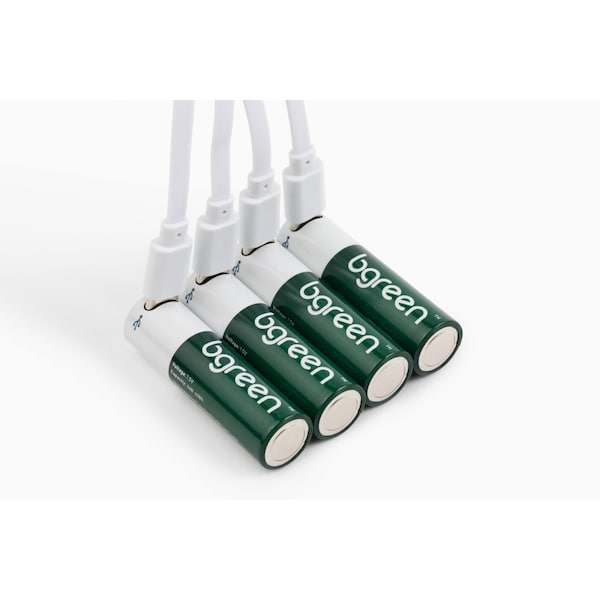 Bgreen USB-C Rechargeable AA Batteries, 3400 mAh, High Output, Fast Charge, Charging cable included, 4PK - UBG-4PCAA