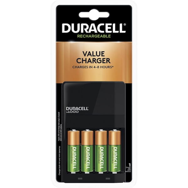 Duracell Charger, 6-8 Hrs. Charge, 1 Charger And 4 AA Nimh Batteries - CEF14