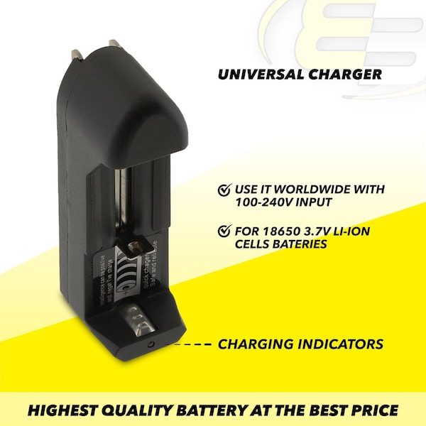 Exell Battery Universal Single Slot Li-Ion Charger for 18650 Assembly Cells - EB-TL-LIONC