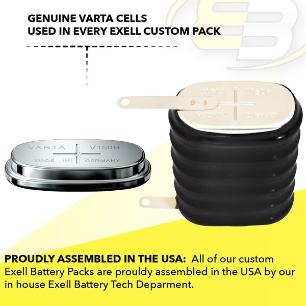 Exell Battery 6/V150H 7.2V 150mAh NiMH Battery with Tabs 55615306060 - 6/V150H-TABS
