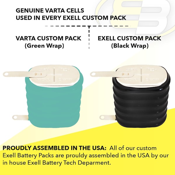 Exell Battery 6/V150H 7.2V 150mAh NiMH Battery with Tabs 55615306060 - 6/V150H-TABS