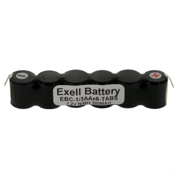 Exell Battery 7.2V 300mAh Custom NiMH Battery w/Tabs Hobby Customs RC Remotes - EBC-1/3AAX6-TABS