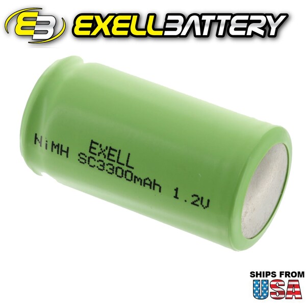 Exell Battery 1.2V  SubC Rechargeable Flat Top Battery for LED Lights, Tools, Meters - EBC-533-0