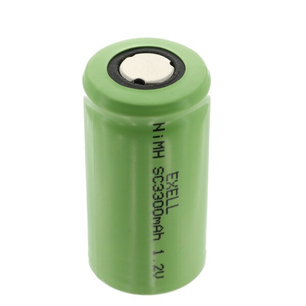 Exell Battery 1.2V  SubC Rechargeable Flat Top Battery for LED Lights, Tools, Meters - EBC-533-0