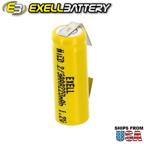 Exell Battery 2/3AAA   1.2V Flat top Rechargeable Battery w/Tabs for LED Lights Hobby Alarms - EBC-390-1