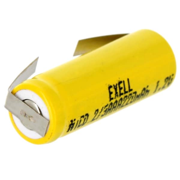 Exell Battery 2/3AAA   1.2V Flat top Rechargeable Battery w/Tabs for LED Lights Hobby Alarms - EBC-390-1