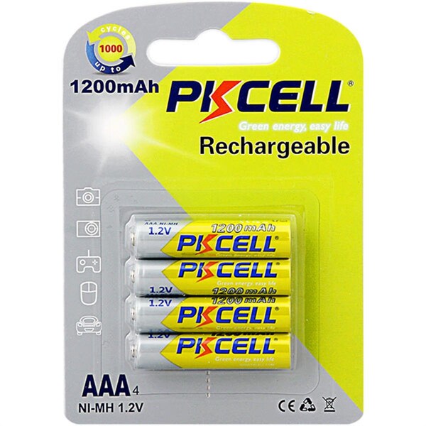 Pkcell 1.2V Rechargeable AAA Battery with 1200 mAh, 4PK - PK130272