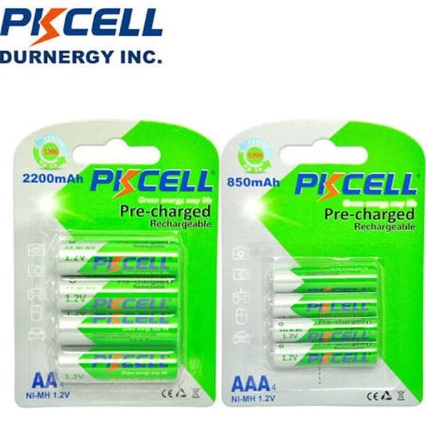 Pkcell PK Cell RTU-850AAA-4B 1.2V Precharged Low Self Discharge Rechargeable AAA Battery with 850 mAh; Pack of 4 - RTU-850AAA-4B