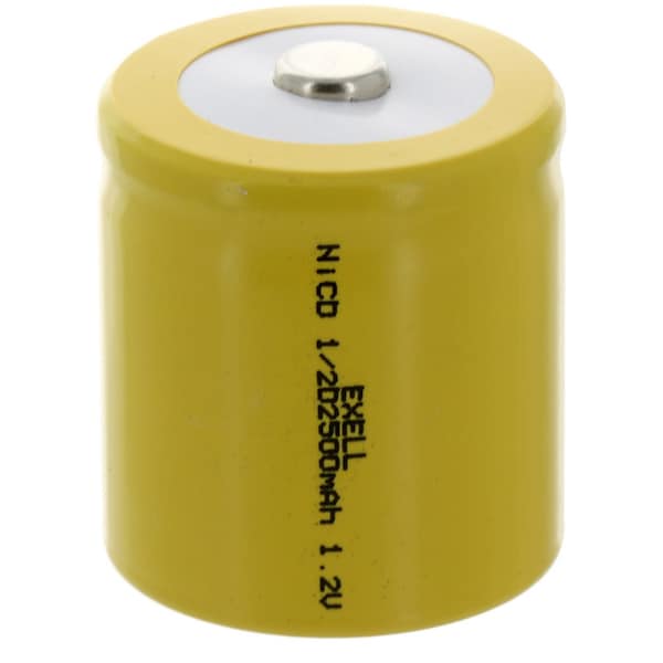 Exell Battery 1/2D Size 1.2V  Button Top Rechargeable Battery for DIY Radios Power Packs - EBC-343