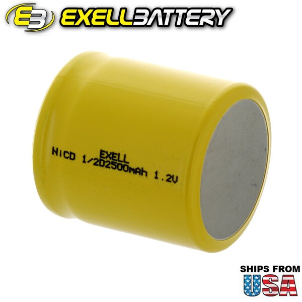 Exell Battery 1/2D Size 1.2V  Button Top Rechargeable Battery for DIY Radios Power Packs - EBC-343
