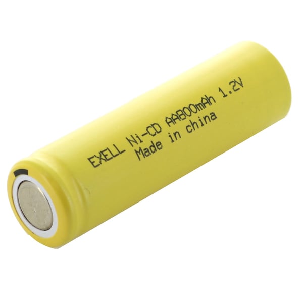Exell Battery AA 1.2V 800mAh NiCd Rechargeable Flat Top Assembly Cell Battery - EBC-307-0