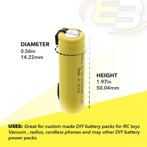 Exell Battery AA 1.2V 1000mAh Rechargeable Battery w/Tabs for LED Lights, Hobby, Alarms - EBC-308-1