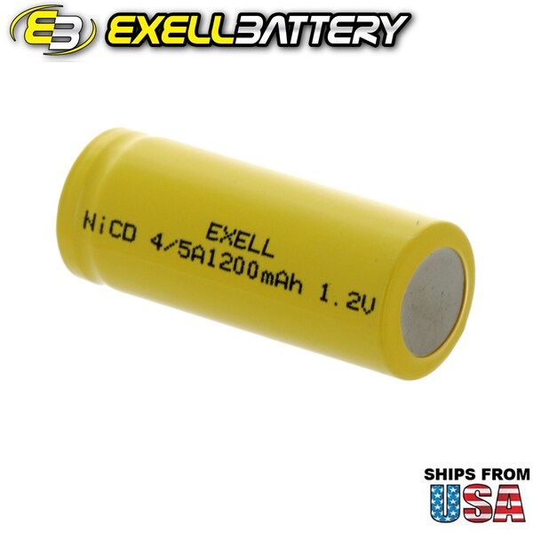 Exell Battery 4/5A 1.2V 1200mAh NiCD Flat Top Rechargeable Battery - EBC-301-0